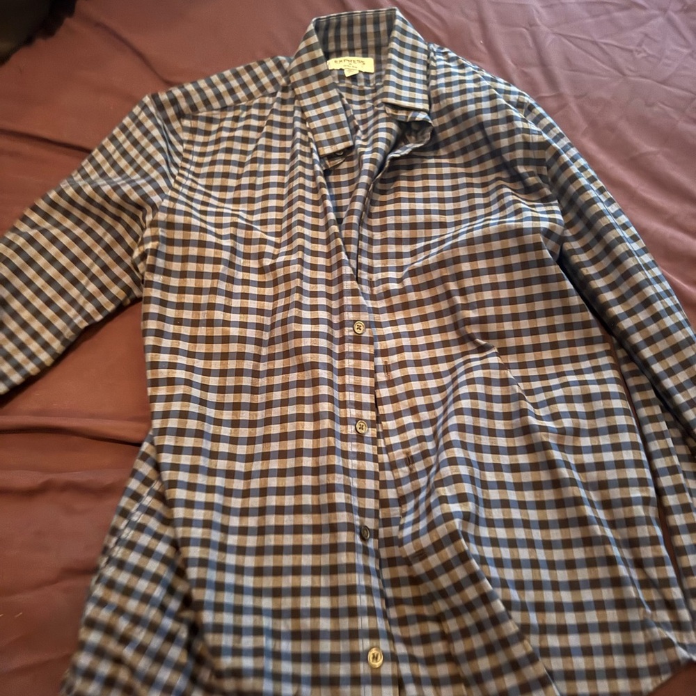 Express Brown and Black Lightweight Shirt Jacket